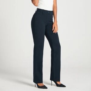 Betabrand Classic DPYP Dress Pant Yoga Pants Straight in Navy size L